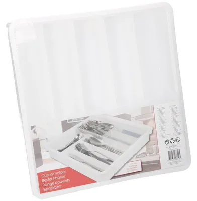 Immagine prodotto di BAKAJI organizzatore portaposate 9 scomparti per cassetto cucina scatola di immagazzinaggio in plastica bianca portaposate
