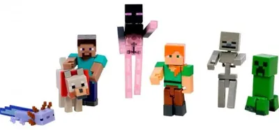 Produktbild von Minecraft Weltaufbau-Set mit 7 Actionfiguren, maßstabsgetreu, ca. 8 cm, Startersammlung, 6 Jahr(e), Minecraft, Mehrfarbig, Kunststoff