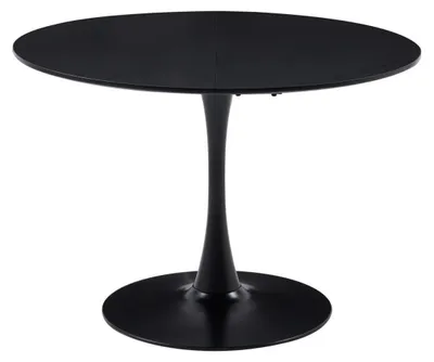 Image de Table ronde de salle à manger, diamètre 110 cm, noire, en MDF, pour 4 à 6 personnes