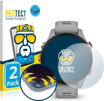 Produktbild von 2x BROTECT Fullscreen Schutzfolie für Garmin Forerunner 255S Displayschutz Folie Fullcover Klar Transparent