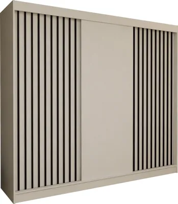 Produktbild von Masseno Schiebetürenschrank LAMELLO 240 cm Kleiderschrank Schlafzimmer Schrank 3-türig mit Lamellen Weiß