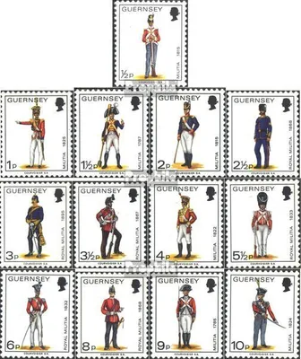 Produktbild von Briefmarken GB - Guernsey 1974 Mi 93-105 (kompl.Ausg.) postfrisch Militäruniformen
