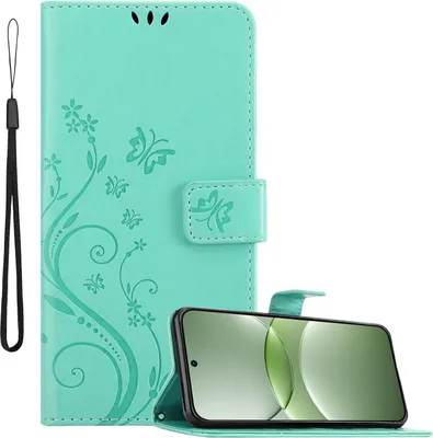 Image de Cadorabo Housse pour Huawei Nova 13 Housse en FLORAL TURQUOISE Housse de protection au design floral avec fermeture magnétique, fonction de rangement et emplacements pour cartes Book Case Cover
