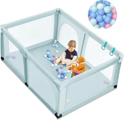 Productafbeelding van Babybox 120 x 190 cm met 50 speelballen en ademend net
