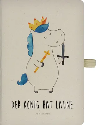 Produktbild von Mr. & Mrs. Panda Journal Einhorn König mit Schwert - Transparent - Geschenk, Einhörner, Unicorn, Ritter, Reisetagebuch, notizbuch, Skizzenbuch, Mittelalter, Adressbuch