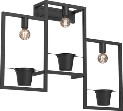 Zdjęcie produktu dla Kinkiet ścienny industrialny czarny 3 kwietniki Flores 3xE27 15W Luminex