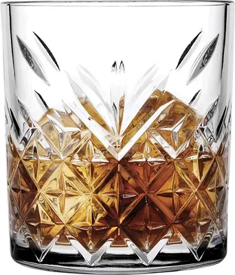 Produktbild von Pasabahce 52790 Whisky Glas Tumbler Timeless im Kristall-Design, Höhe 9,6 cm, 345 ml, 4 Stück, Retro-Design