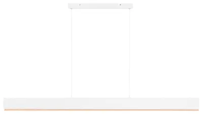 Zdjęcie produktu dla BELIANI Lampa wisząca LED biała jasny brąz drewniany klosz żelazna podstawa styl Skandynawski 120 cm żyrandol