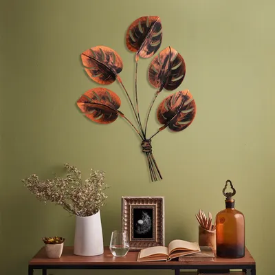 Obrázek produktu pro Wallity, Monstera 2 - Měď, Dekorativní kovový doplněk na zeď, 100 % KOV, Vícebarevná, 74 x 94 cm