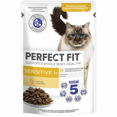 Obrázok produktu pre Perfect Fit Cat Fresh Pouch Sensitive 1+ Chicken 85gx12
