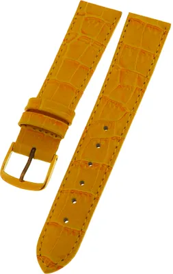 Produktbild von Uhrenarmband Kalb LEDER gelb 18mm Alligator Dornschließe gold