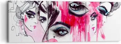 Produktbild von Bild auf Leinwand - Leinwandbild - Frauen Gesichter Augen illustration - 90x30cm - Wand Bild - Wanddeko - Leinwanddruck - Bilder - Kunstdruck - Leinwand bilder - Wandkunst - CA90x30-3095