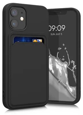 Produktbild von kwmobile Handyhülle für Apple iPhone 12 mini Hülle mit Kartenfach - TPU Case - Kabelloses Laden - Schutzhülle Cover in Schwarz