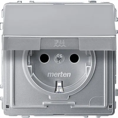 Produktbild von Merten SCHUKO-Steckdose BRS MEG2310-7260 m.Klappdeckel StK aluminium AQUADESIGN
