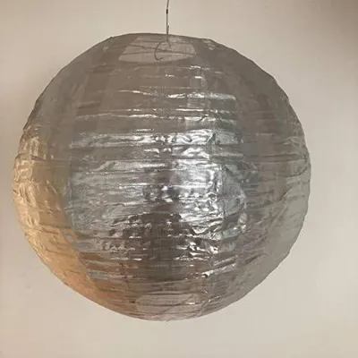 Zdjęcie produktu dla Lampion nylonowy - srebrny - 25 cm - zestaw 5 sztuk