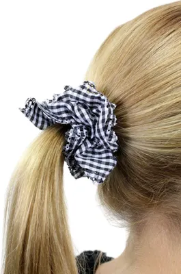 Produktbild von WIG ME UP Haarband/Scrunchy Schwarz Weiß kariert Z009