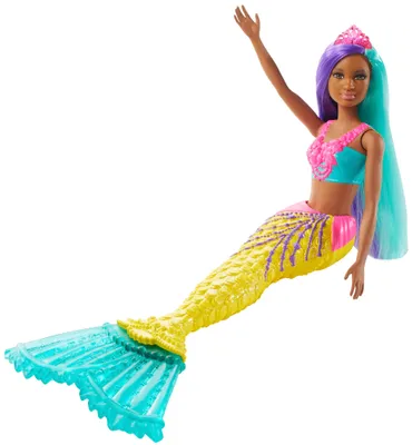 Image de Barbie Dreamtopia Poupée sirène (cheveux turquoise et violet), poupée à habiller
