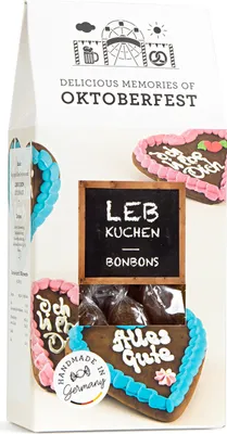 Produktbild von Edel Bonbons mit süßem Lebkuchen Geschmack in einer Giebelbox 80g