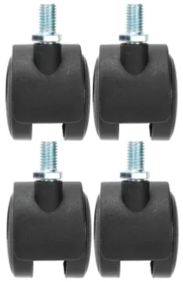 Produktbild von 4 Stück PolyurethanRollen mit Bremse, 3,8 cm, Universalrad für Schrank, Bücherregal, Trolley, Schwarz