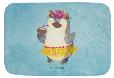 Produktbild von Mr. & Mrs. Panda duschmatte Pinguin Kokosnuss - Eisblau - Geschenk, Badezimmer Matte, Tanzen, Badvorleger, Badteppich, Hawaii, Urlaub, Erholt, Badematte