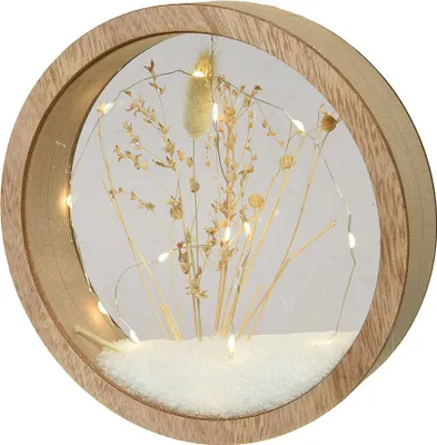 Produktbild von GILDE Hänger (LED), rund, Trockenblumenmotiv, Holz, naturfarben, , L. 4 cm, D. 18 cm 99325