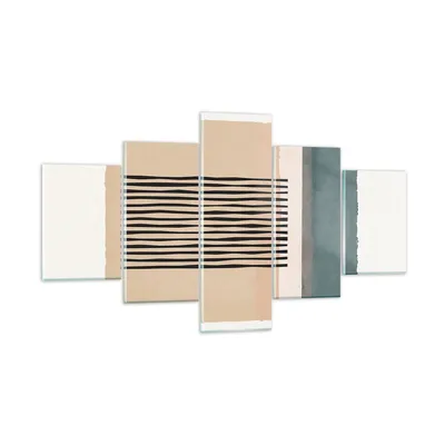 Produktbild von Bilder auf glas - 5 Teile - Abstraktion Grafik Linien - 125x70cm - Glasbilder - Wandbilder - Bilder - zum Aufhängen bereit - Wanddekoration aus Glas - Glas Bilder - Wandbild auf Glas - GEA125x70-5034