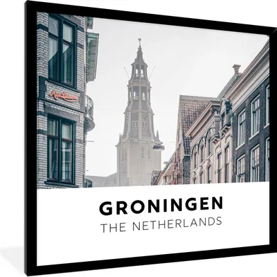 Produktbild von MuchoWow® Gerahmtes Poster Niederlande - Groningen - Toren 40x40 cm - Poster mit Schwarzem Bilderrahmen Wandposter Rahmen Foto Bilder - Mit Rahmen - Wanddekoration Schlafzimmer