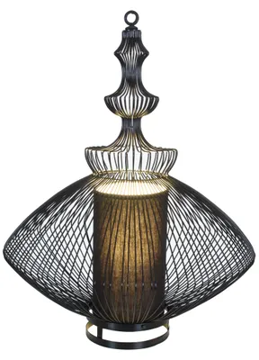 Zdjęcie produktu dla Lampa stołowa – lampa podłogowa "YOUNG LIVING", metalowa, czarna, wysokość 77 cm, średnica 55 cm, gwint E27 – włącznik suwakowy