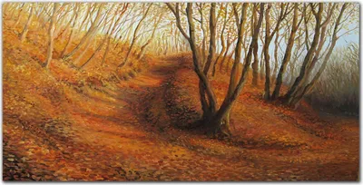 Produktbild von Coloray Bild aus Leinwand 100x50 Leinwand Dekoration - Blätter Wald Herbst