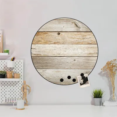 Produktbild von Design Stahlmagnettafel Schwarz Rund 47cm Graues Holz