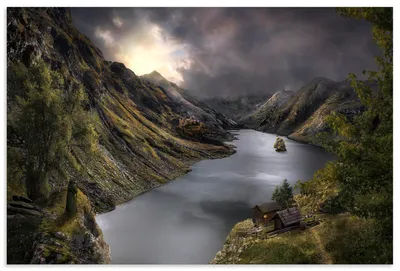 Produktbild von ARTland Wandbild Alu für Innen & Outdoor Am großen Fluss Größe: 90x60 cm