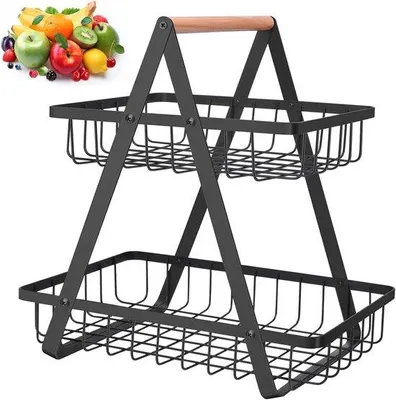 Produktbild von Obstkorb mit 2 Ebenen – Obstschale – Zur Organisation der Küche – Abnehmbare Körbe – 27 x 17 x 33 cm
