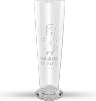 Produktbild von Mr. & Mrs. Panda Weißbierglas Pinguin Marienkäfer - Transparent - Geschenk, Liebe, Lebensfreude, Weizen Glas, Kleine Wunder, Glück, Aufmerksam, Mr Mrs Weizenglas, Bier