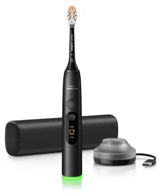 Produktbild von Philips DiamondClean 8000 HX8311/12 Wiederaufladbare Zahnbürste, Erwachsener, Schallzahnbürste, Sensibel, Zahnfleischpflege, Tiefenreinigung, Whitening, 62000 Bewegungen pro Minute, Schwarz, 2 min, 4 x 30 sec