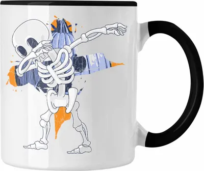 Produktbild von Trendation - Halloween Tasse Kürbis Dekoration Becher Dabbing Skelet (Schwarz)