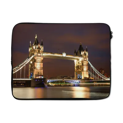 Produktbild von MuchoWow® Laptop Hülle 17 Zoll Laptoptasche London - Nacht - Brücke - Zipper - Schutzabdeckung