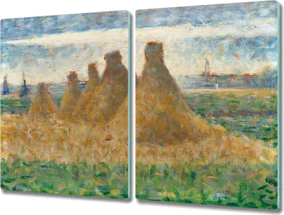 Produktbild von Coloray Hackbrett Herdabdeckplatte 2x40x52 cm Küchenbrett Kochplattenabdeckung Schneidebrett - Heuschober Seurat