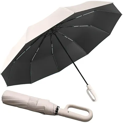 Produktbild von Regenschirm,Auf Zu Automatik Schirm,Sonnenschutz und Windschutz,Windbeständiger Ringschnallen Regenschirm,Beige