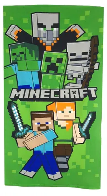 Produktbild von Minecraft Kinder Badetuch Strandtuch 70x140 Mikrofaser Duschtuch