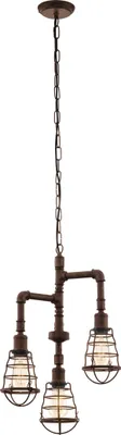 Produktbild von EGLO Pendelleuchte Port Seton, Hängelampe Industrial, Vintage, Retro, Hängeleuchte aus Stahl in Antik-Braun, Esstischlampe, Wohnzimmerlampe, E27