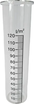 Produktbild von Regenmesserglas / Ersatzglas/Glaszylinder für Regenmesser/Gartenstecker, klar mit Skala l/m², ca. 4 x 15 cm