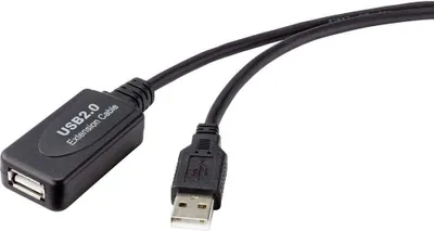Produktbild von Renkforce USB-Kabel USB 2.0 USB-A Stecker, USB-A Buchse 20.00 m Schwarz Aktiv mit Signalverstärkung RF-4535088