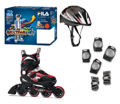 Zdjęcie produktu dla FILA INLINE SKATE J-ONE COMBO 3 SET, rozmiar:L= EU 36-40 (22.5-25.5 cm), kolor:czarny/czerwony