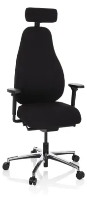 Produktbild von hjh OFFICE High End Bürostuhl RESISTIO Ergonomischer Schreibtischstuhl mit Armlehnen (höhenverstellbar) Stoff Schwarz Drehstuhl für Büro, Zuhause