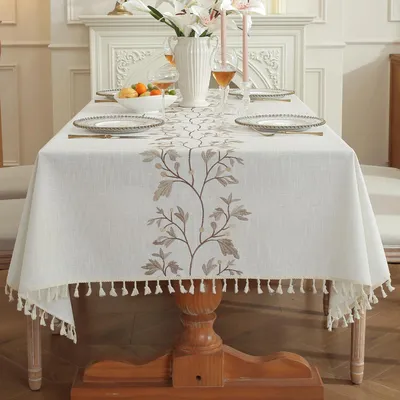 Rechteckige Tischdecke, wasserabweisend, Beige, 140 x 220 cm