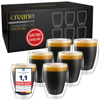 Produktbild von Creano doppelwandige Premium Gläser in Gastro Qualität, 6er-Set, 250ml