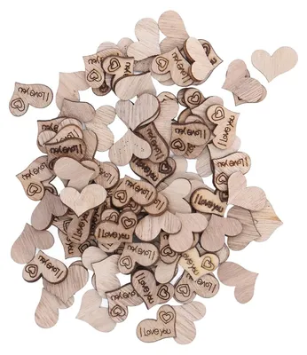 Image de Solidchoice - 200 cœurs en bois pour projets de bricolage et décorations de mariage