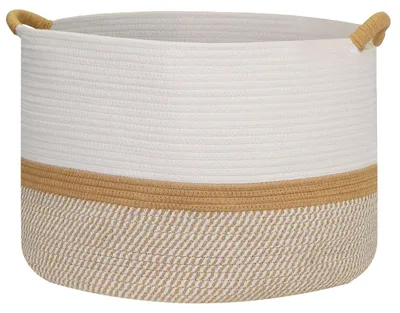 Aufbewahrungskorb aus Baumwolle, 50x33 cm, weiß-braun