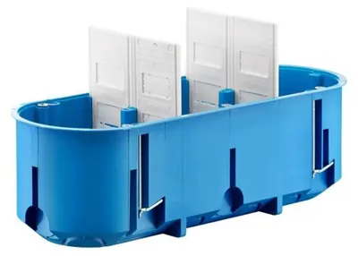 Imagen del producto de Caja empotrada triple de 60 mm, color azul profundo, para paneles de yeso, modelo P3x60D, referencia 32104203