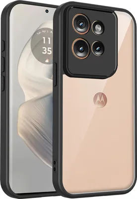Immagine prodotto di Custodia per Motorola Edge 50 cover posteriore trasparente con cornice in TPU, antiurto Nero